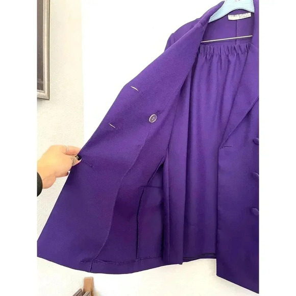 2 PC VTG Tower Hill Women's Purple Blazer Skirt Set Outfit MEDIUM Retro 1990s - Picture 9 of 14